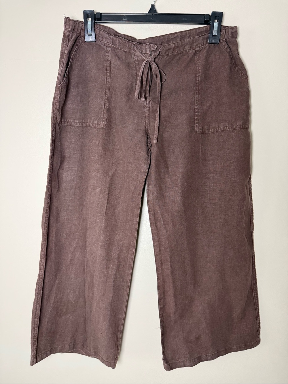 VTG Y2K Juicy Couture Brown Low Rise Wide Leg Crop Linen Pants Size M